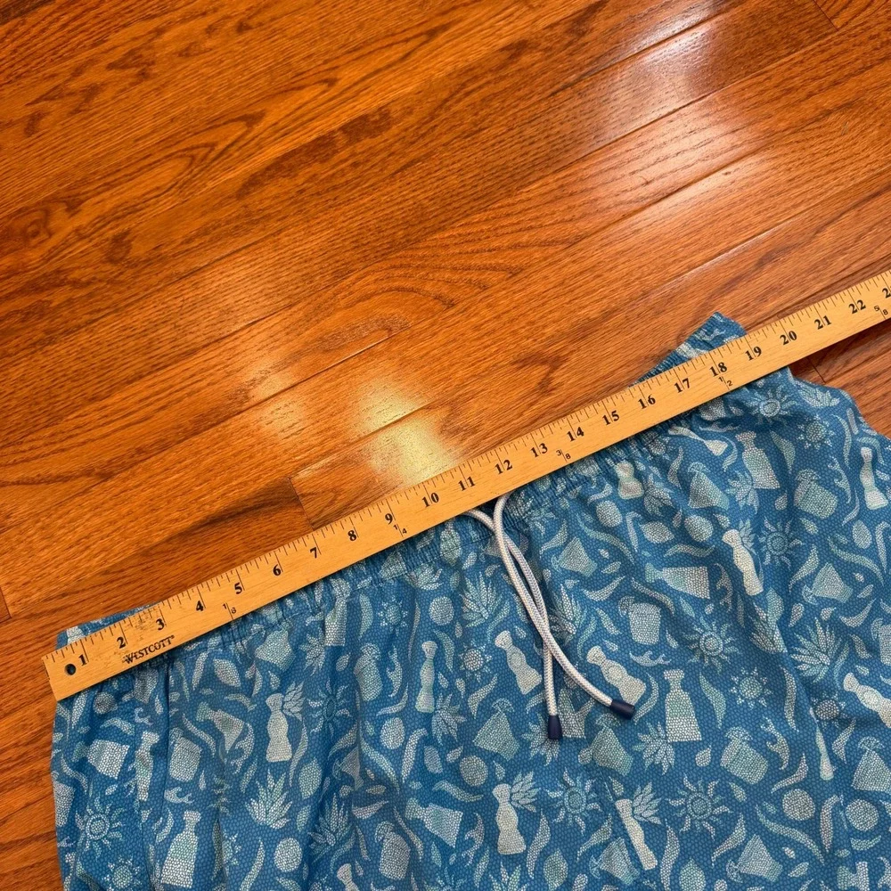 Peter Millar Swim Trunks Mens 2XL Blue Tequila Agave Print Mesh Lined Beachwear